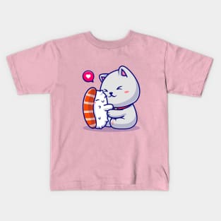 Cute Cat Love Sushi Cartoon Kids T-Shirt